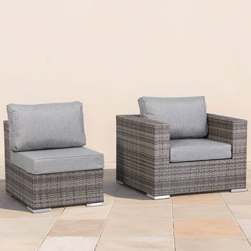 Cambridge Range Arm Chair and Armless  in stone Browne Grey weave